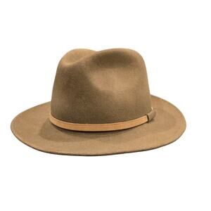 Bailey Mens Vintage Glen Crushable Furlite Hat Brown Wool Wide Brim Classic L